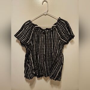 Black and White Striped Women's Top